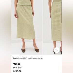 Vince Herbaria Combo Checkered Midi Skirt NWOT